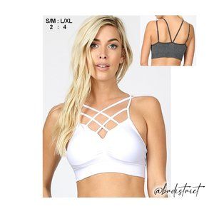 Double Criss Cross Bralette - White - L/XL